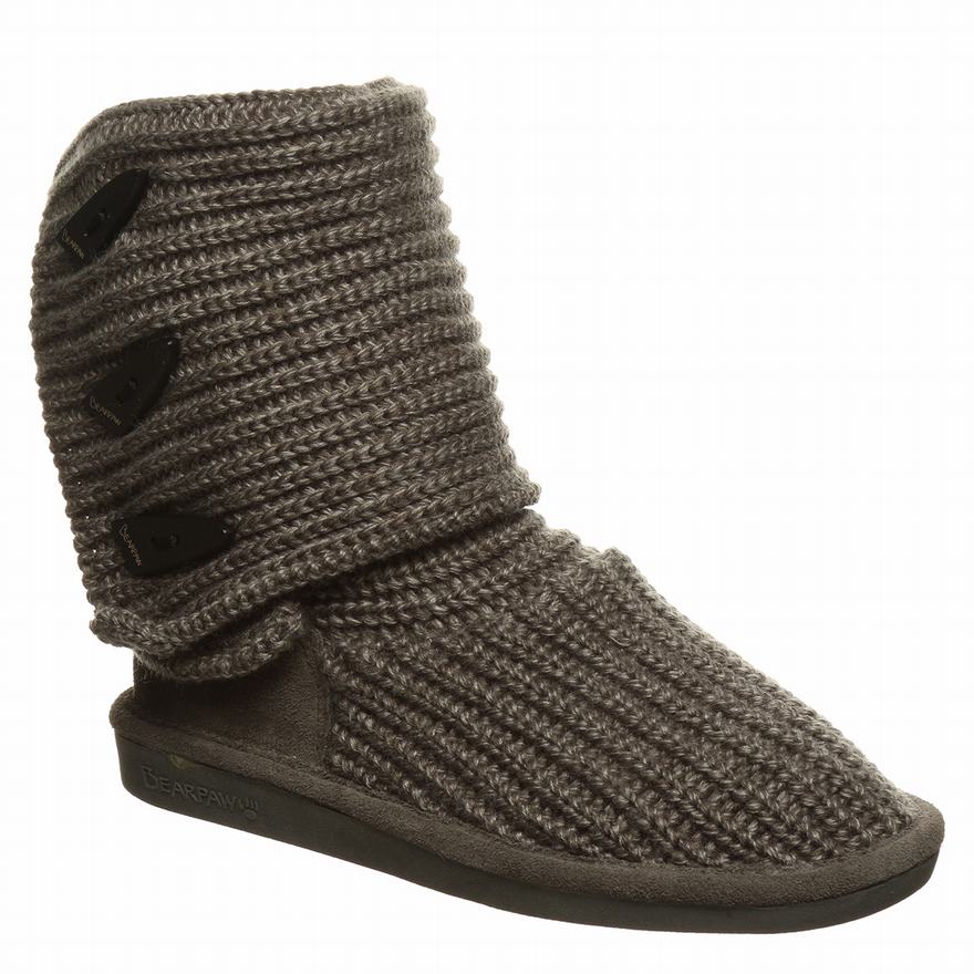 Bearpaw Knit Tall Winter Boots UK - Women's Boots Grey ||VHRNML-382||